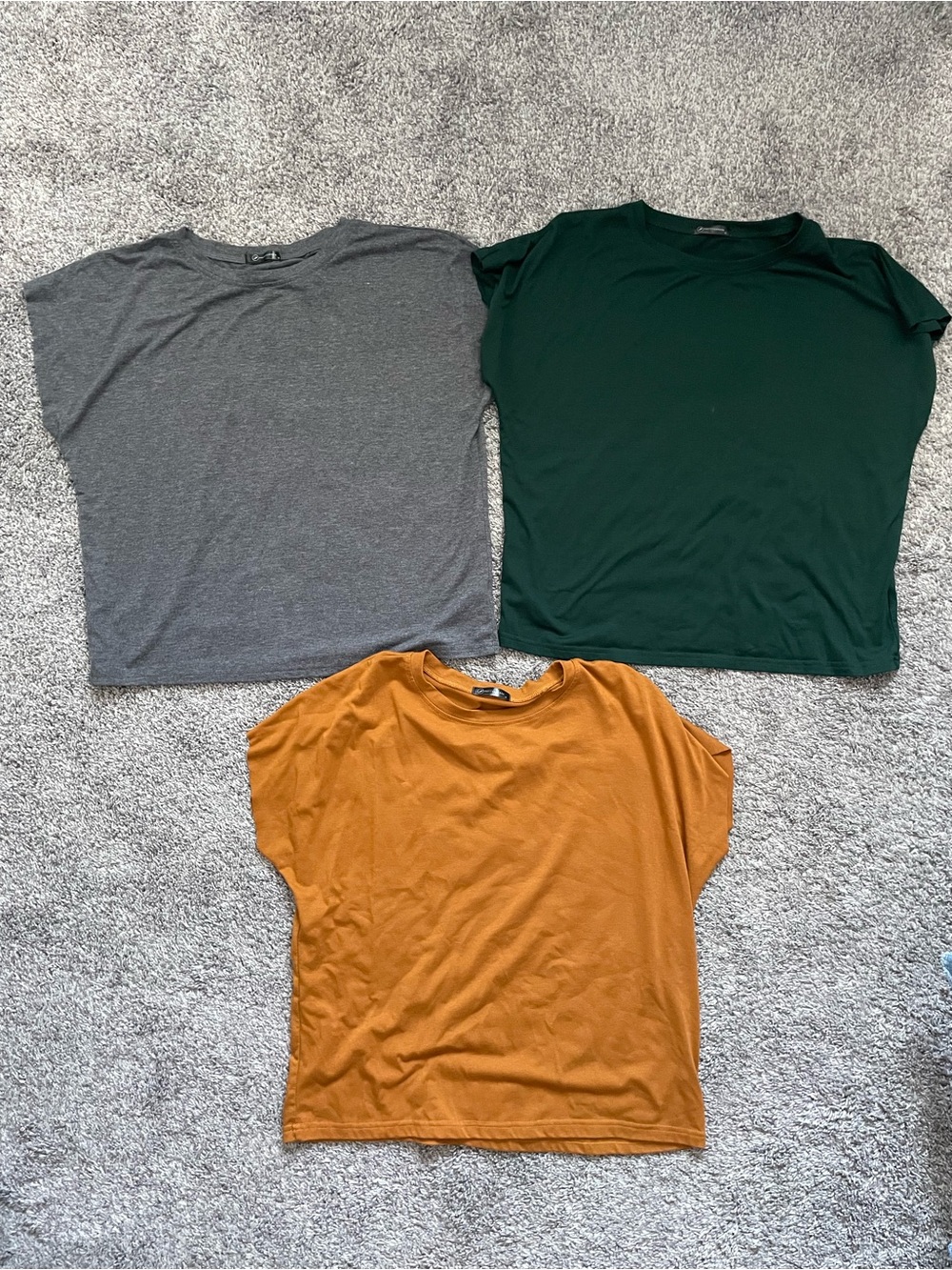 Casual Short Sleeve Tee - Gray, Green & Mustard (3-Pack)